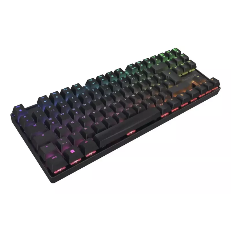 Mechaninė žaidimų klaviatūra CHERRY XTRFY Cherry MX 8.2 TKL Wireless – be skaičių bloko, QWERTZ, USB + RF + Bluetooth, RGB, juoda