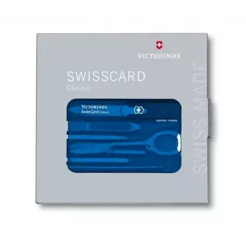 „SwissCard Classic“ Victorinox – mėlyna kortelė su 10 įrankių
