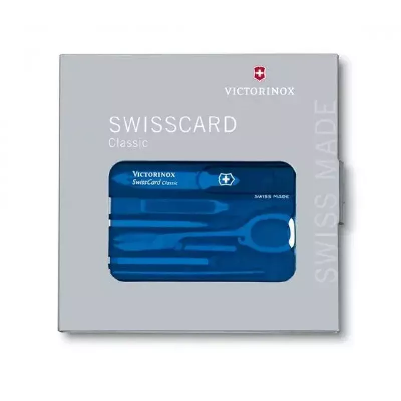 „SwissCard Classic“ Victorinox – mėlyna kortelė su 10 įrankių