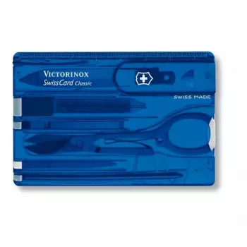 „SwissCard Classic“ Victorinox – mėlyna kortelė su 10 įrankių