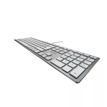 CHERRY KC 6000 Slim klaviatūra, USB, AZERTY belgų, sidabrinė-balta