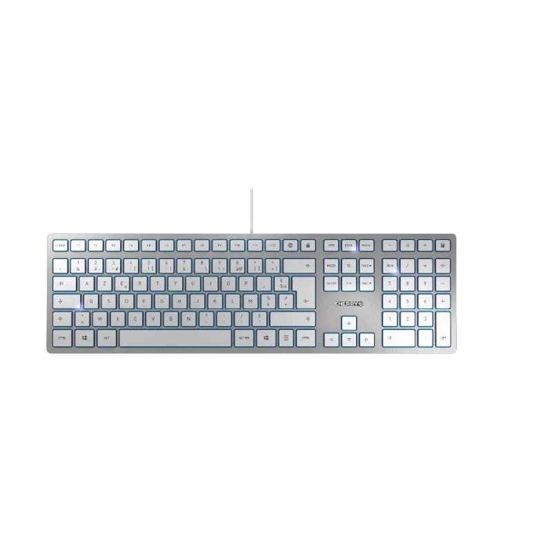 CHERRY KC 6000 Slim klaviatūra, USB, AZERTY belgų, sidabrinė-balta