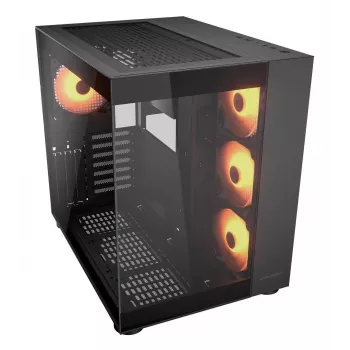 COUGAR FV150 ARGB juodas PC Midi Tower korpusas, ATX/MicroATX/Mini-ITX, 3x120mm priekyje + 1x120mm gale, 2x3.5 colio ir 2x2.5 colio vietos