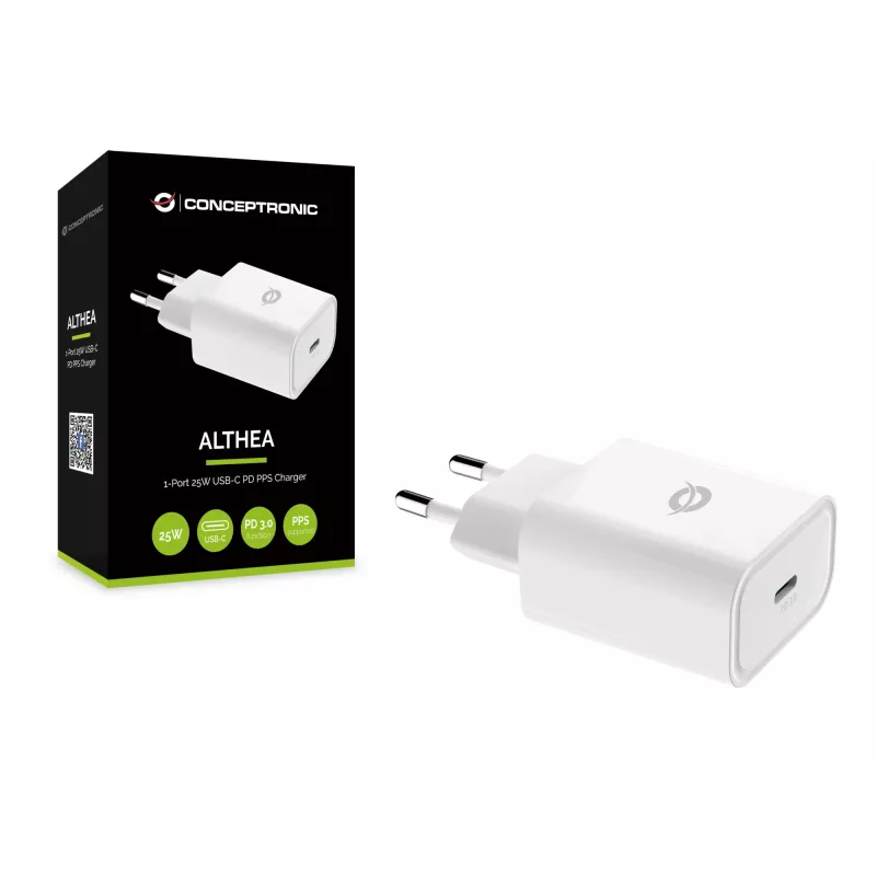 Conceptronic ALTHEA 1 prievadas 25 W USB-C PD PPS sieninis įkroviklis