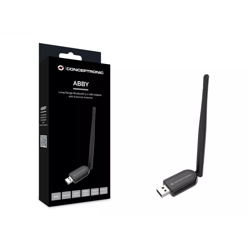 Conceptronic ABBY07B ilgo nuotolio Bluetooth 5.1 USB adapteris su išorine antena