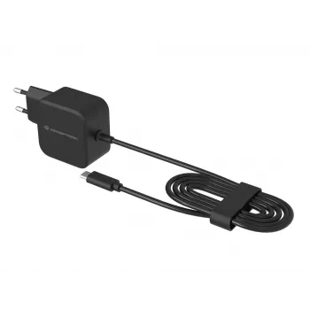 Conceptronic OZUL04BE 67W GaN USB PD įkroviklis su integruotu USB-C laidu