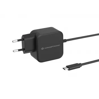 Conceptronic OZUL04BE 67W GaN USB PD įkroviklis su integruotu USB-C laidu
