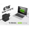 Conceptronic OZUL04BE 67W GaN USB PD įkroviklis su integruotu USB-C laidu