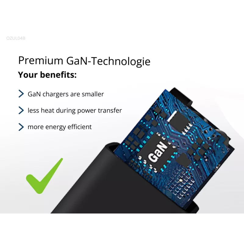 Conceptronic OZUL04BE 67W GaN USB PD įkroviklis su integruotu USB-C laidu