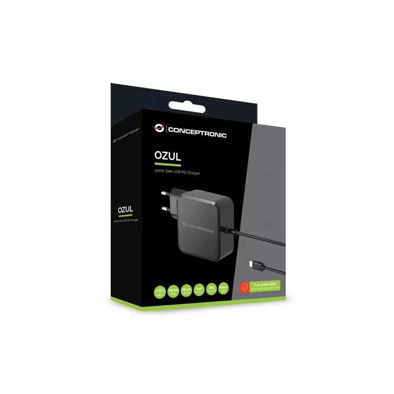 Conceptronic OZUL05BE universalus mobiliojo įrenginio įkroviklis, juodas, AC, vidaus