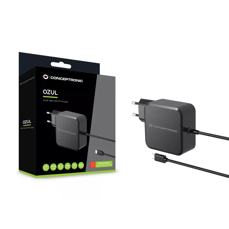 Conceptronic OZUL05BE universalus mobiliojo įrenginio įkroviklis, juodas, AC, vidaus