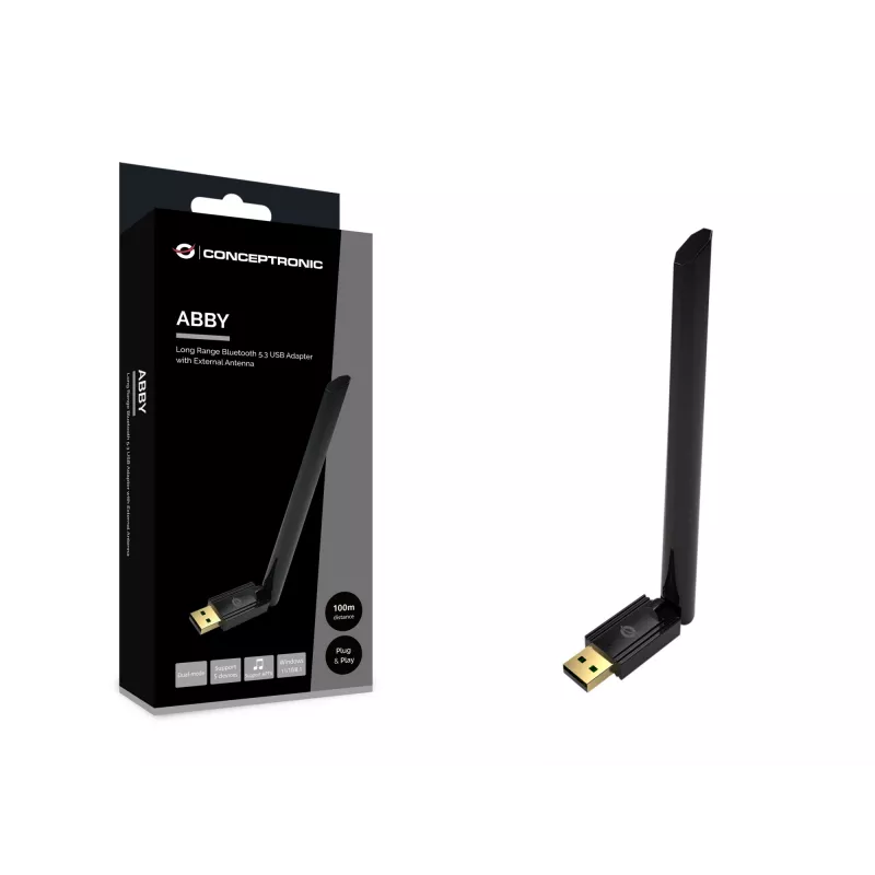 Conceptronic ABBY17B ilgo nuotolio Bluetooth 5.3 USB adapteris su išorine antena