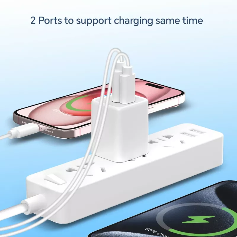 Conceptronic 2 prievadų 20 W GaN USB PD įkroviklis, USB-C x 1, USB-A x 1, QC 3.0, PPS
