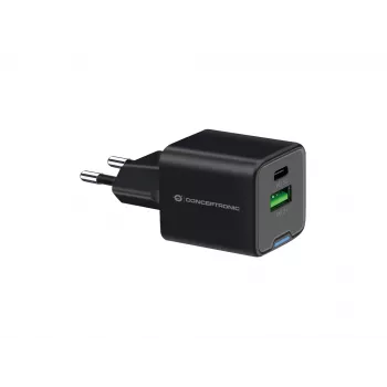 Conceptronic 2 prievadų 20W GaN USB PD įkroviklis, USB-C x 1, USB-A x 1, QC 3.0, PPS