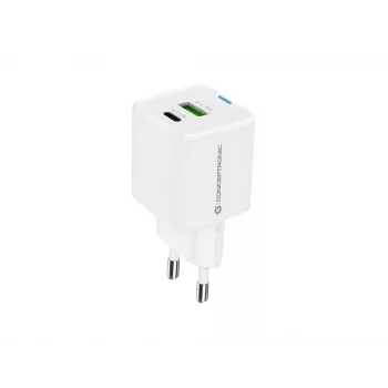Conceptronic 2 prievadų 33W GaN USB PD įkroviklis su 3-in-1 įkrovimo kabeliu, USB-C x 1, USB-A x 1, QC 3.0, PPS