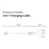 Conceptronic 2 prievadų 33W GaN USB PD įkroviklis su 3-in-1 įkrovimo kabeliu, USB-C x 1, USB-A x 1, QC 3.0, PPS