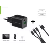 Conceptronic 2 prievadų 33W GaN USB PD įkroviklis su 3-in-1 kabeliu, USB-C x 1, USB-A x 1, QC 3.0, PPS