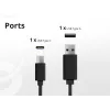 Conceptronic 2 prievadų 33W GaN USB PD įkroviklis su 3-in-1 kabeliu, USB-C x 1, USB-A x 1, QC 3.0, PPS