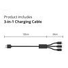 Conceptronic 2 prievadų 33W GaN USB PD įkroviklis su 3-in-1 kabeliu, USB-C x 1, USB-A x 1, QC 3.0, PPS