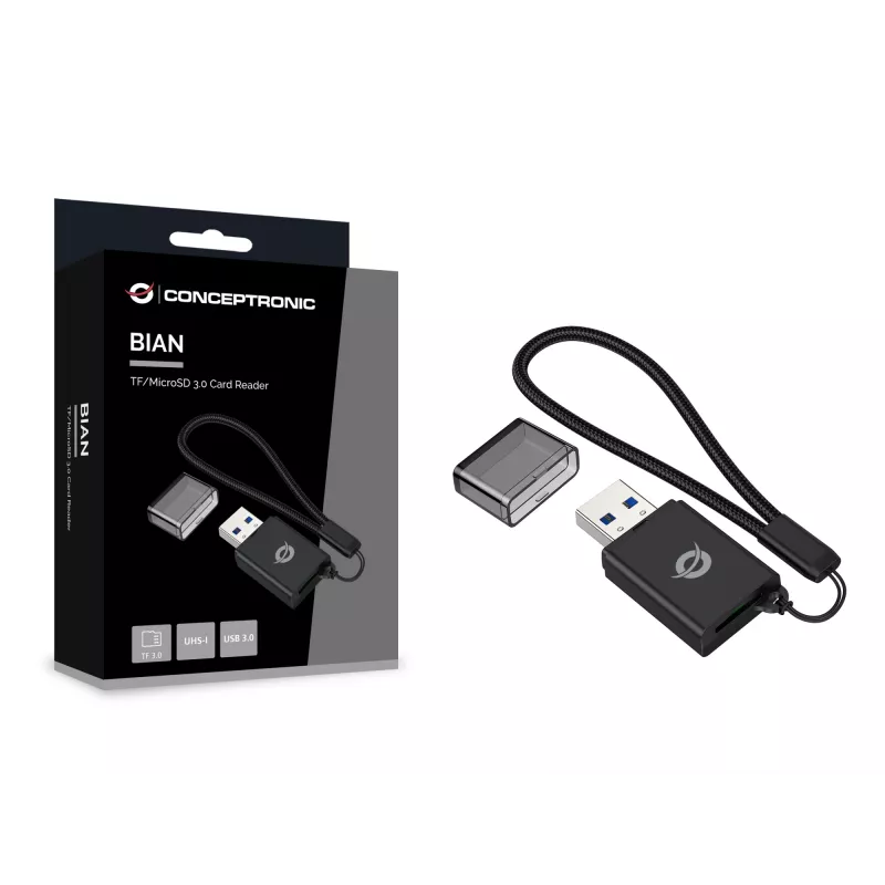 Conceptronic BIAN07B TF/MicroSD 3.0 kortelių skaitytuvas, UHS-I, USB 3.0, 5Gbps