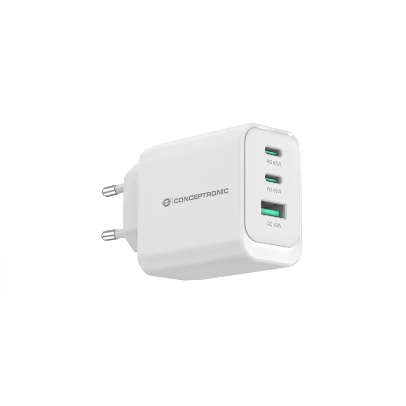 Conceptronic ALTHEA21W65 3 prievadų 65W GaN USB PD įkroviklis, USB-C x 2, USB-A x 1, QC 3.0, PPS, PD 3.0