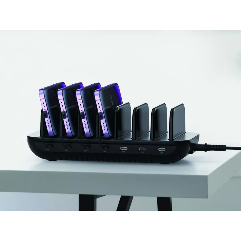 Conceptronic OZUL07B 160W 7 prievadų USB PD įkrovimo stotelė, USB-C x 7, PD 3.0