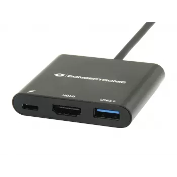 Conceptronic DONN01B nešiojamojo kompiuterio dokas / prievadų replikatorius USB 3.2 Gen 1 (3.1 Gen 1) Type-C juodas