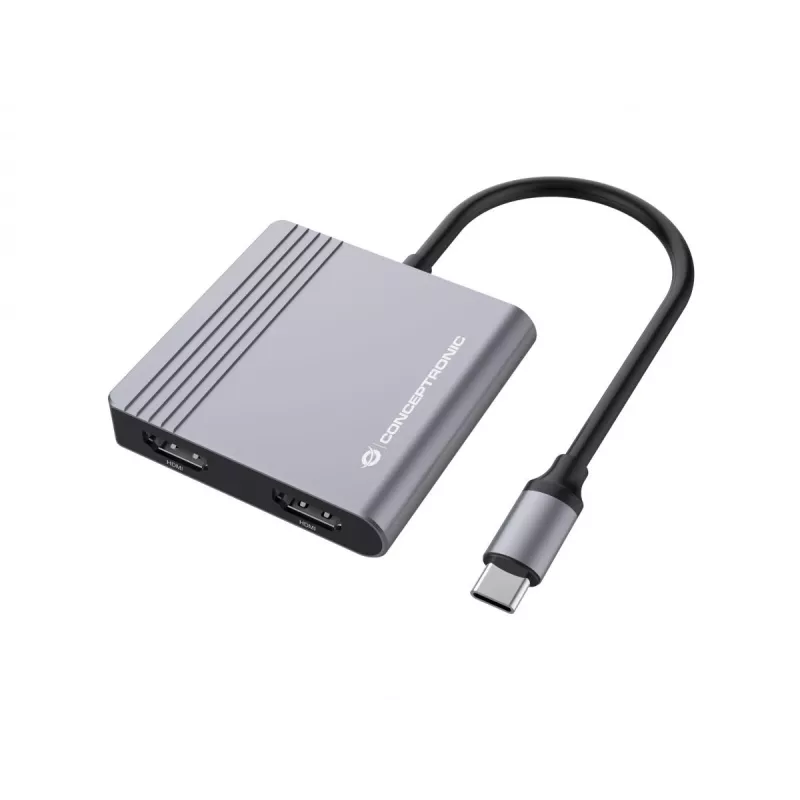 Conceptronic DONN13G nešiojamojo kompiuterio dokas / prievadų plėtinys, laidinis USB 3.2 Gen 1 (3.1 Gen 1) Type-C, pilka