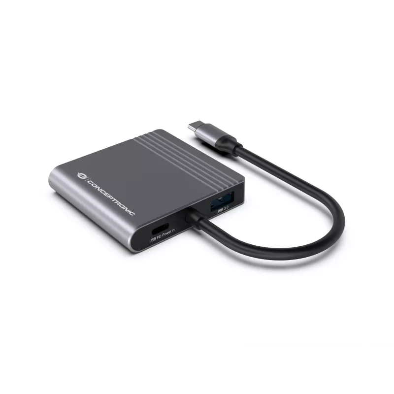 Conceptronic DONN13G nešiojamojo kompiuterio dokas / prievadų plėtinys, laidinis USB 3.2 Gen 1 (3.1 Gen 1) Type-C, pilka