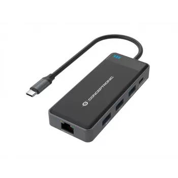 Conceptronic DONN14G nešiojamojo kompiuterio dokų stotelė / prievadų plėtiklis, laidinis USB 3.2 Gen 1 (3.1 Gen 1) Type-C, pilka