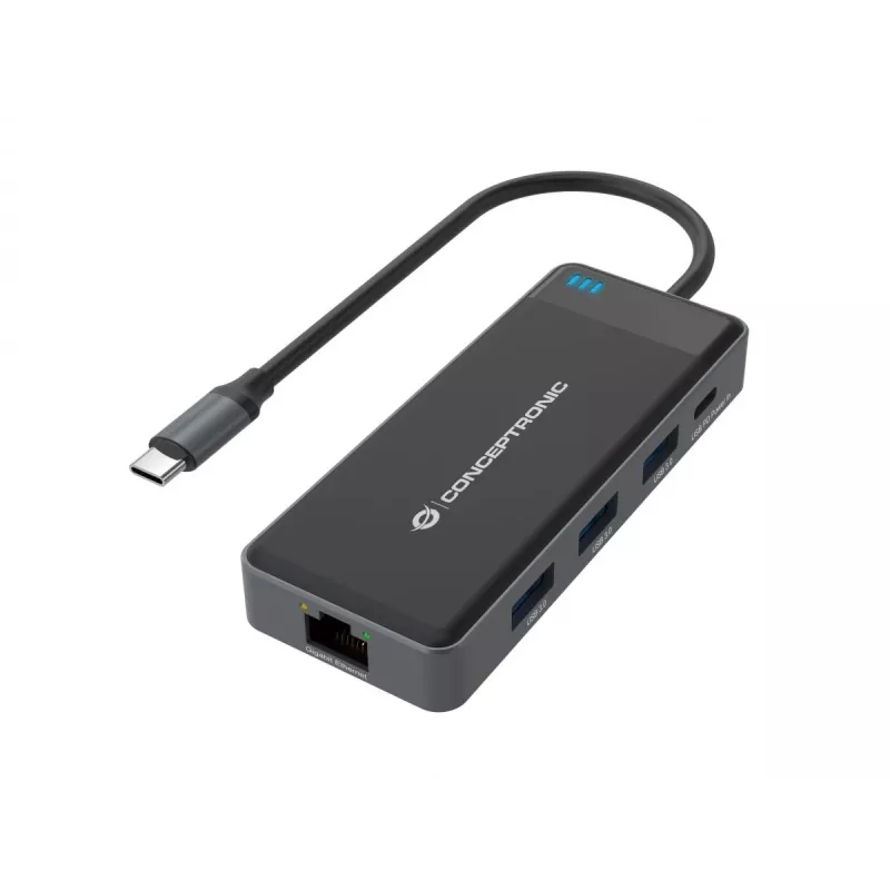 Conceptronic DONN14G nešiojamojo kompiuterio dokų stotelė / prievadų plėtiklis, laidinis USB 3.2 Gen 1 (3.1 Gen 1) Type-C, pilka
