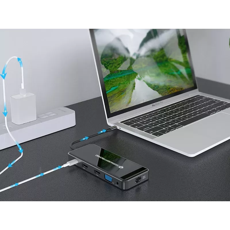 Conceptronic DONN14G nešiojamojo kompiuterio dokų stotelė / prievadų plėtiklis, laidinis USB 3.2 Gen 1 (3.1 Gen 1) Type-C, pilka