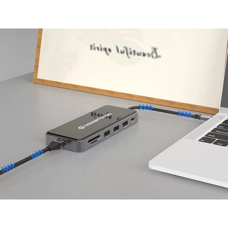 Conceptronic DONN14G nešiojamojo kompiuterio dokų stotelė / prievadų plėtiklis, laidinis USB 3.2 Gen 1 (3.1 Gen 1) Type-C, pilka