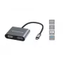 Conceptronic DONN16G 4-in-1 USB-C stotelė su HDMI ir VGA, pilka, 100W, 4K Ultra HD