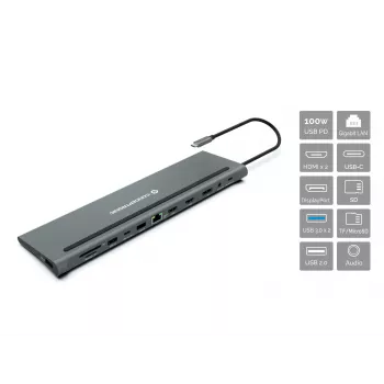 Conceptronic DONN17G 12-in-1 USB-C dokas su HDMI, DisplayPort ir USB 3.0