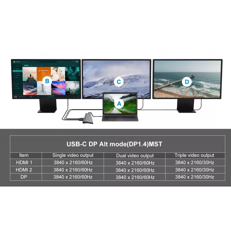 Conceptronic DONN17G 12-in-1 USB-C dokas su HDMI, DisplayPort ir USB 3.0
