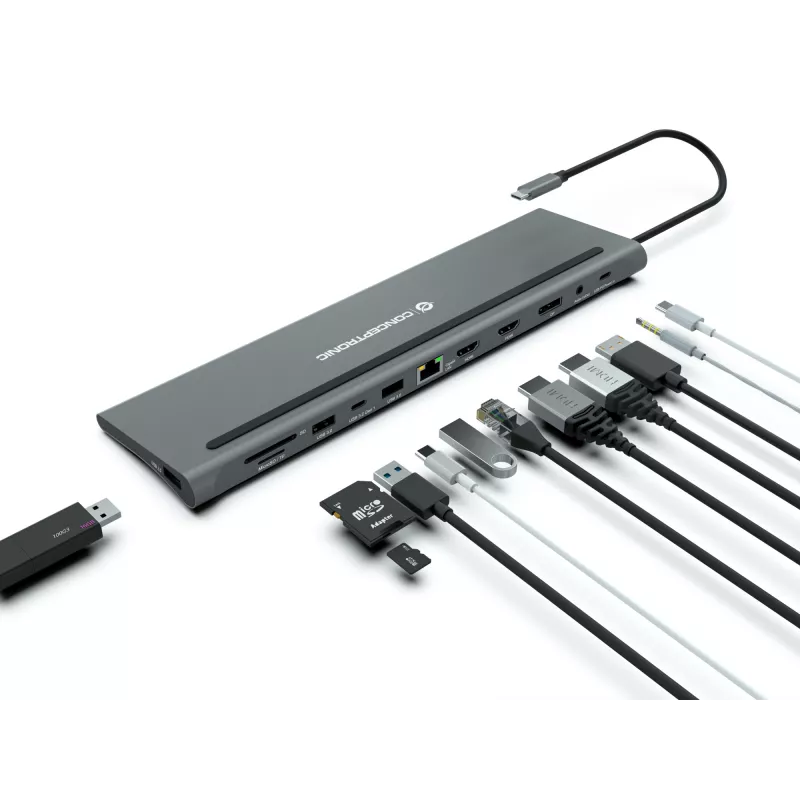 Conceptronic DONN17G 12-in-1 USB-C dokas su HDMI, DisplayPort ir USB 3.0