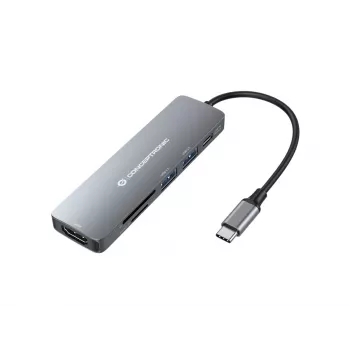 Conceptronic DONN11G 6-in-1 USB 3.2 Gen 1 Dockinė stotelė, HDMI, 100W USB PD, USB 3.0, USB 2.0, SD, TF/MicroSD