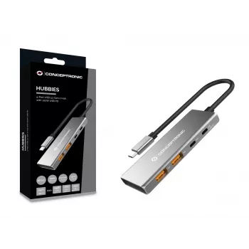 Conceptronic HUBBIES15G USB 3.2 Gen 2 tipo C 4 prievadų USB-A šakotuvas, 10 Gbit/s, pilka