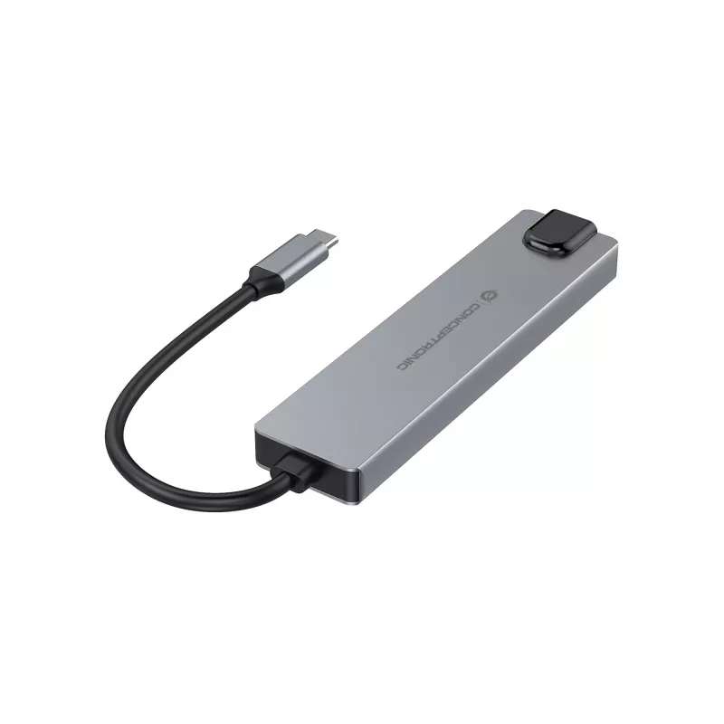 Conceptronic DONN29G 6-in-1 USB 3.2 Gen 2 dokavimo stotelė, 4K60Hz HDMI, USB-A 10Gbps x 2, USB-C 10Gbps, GbE LAN, 140W USB PD 3.1