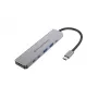 6-in-1 USB 3.2 Gen 1 Dockinė stotelė CONCEPTRONIC DONN33G HDMI, 2×USB-A 5Gbps, 2×USB-C 5Gbps, 100W USB PD, sidabrinė