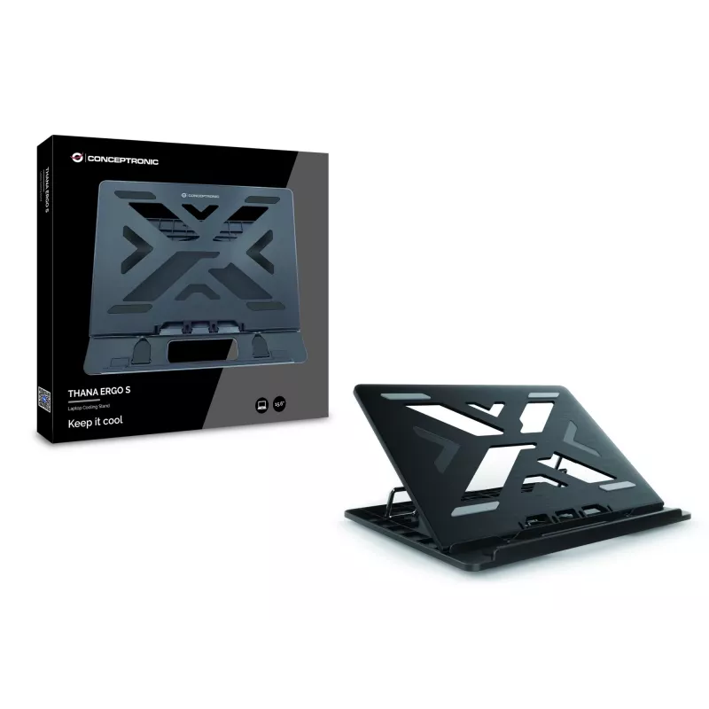 Conceptronic ERGO THANA03B Nešiojamojo kompiuterio aušinimo stovas, juodas, 39,6 cm (15,6 colio)