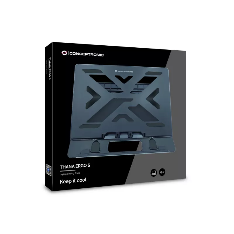 Conceptronic ERGO THANA03B Nešiojamojo kompiuterio aušinimo stovas, juodas, 39,6 cm (15,6 colio)