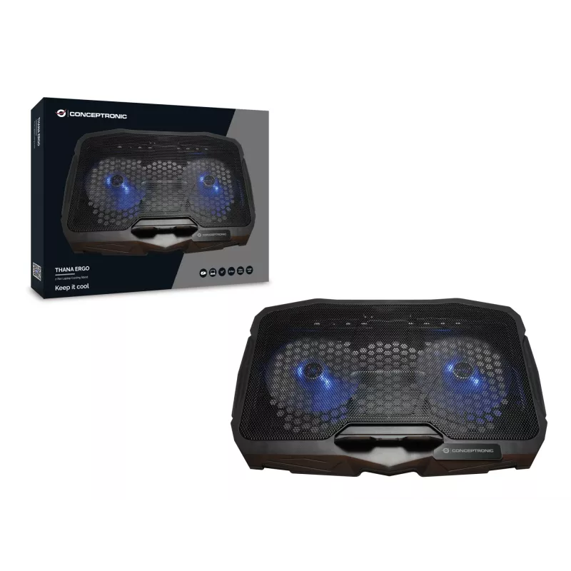 Conceptronic THANA07B aušinimo pagrindas nešiojamam kompiuteriui 43,2 cm (17 colių) Juoda