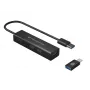 Conceptronic 4 prievadų USB 3.0 aliumininis išplėtimo šakotuvas su USB-C į USB-A adapteriu