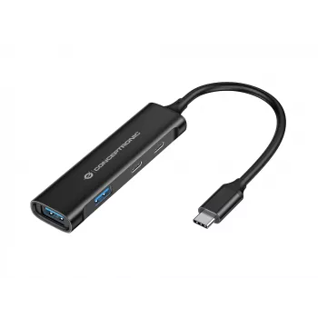 Conceptronic HUBBIES USB 3.0 šakotuvas, 4 prievadai (2x USB-C, 2x USB-A), aliuminio korpusas
