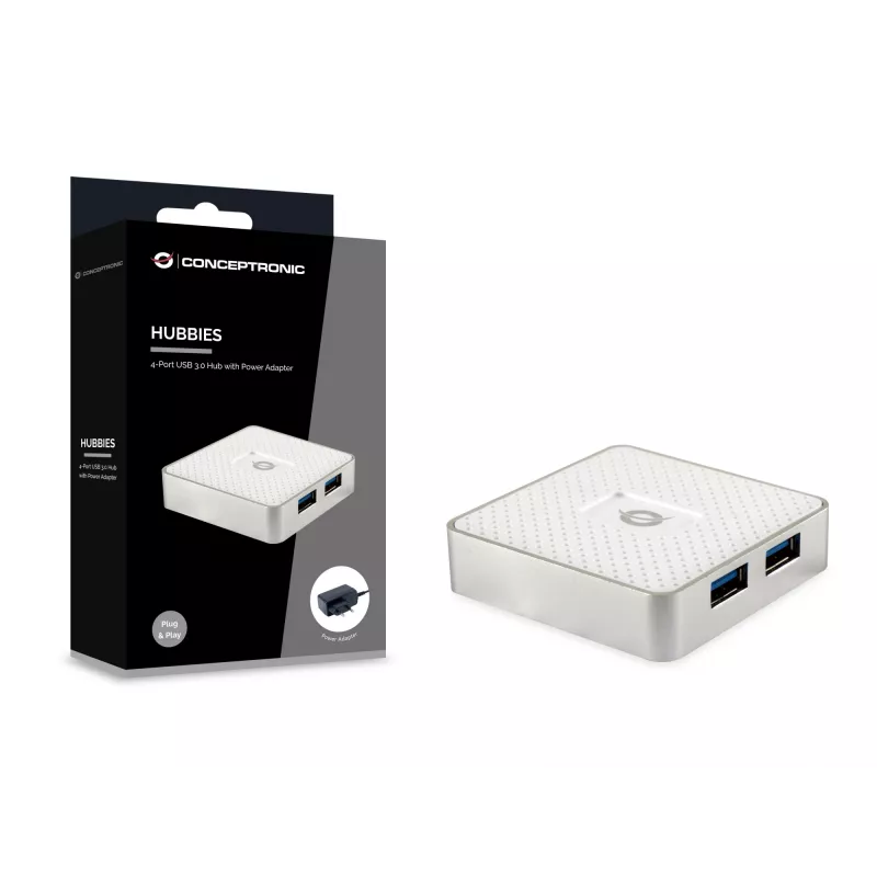 Conceptronic HUBBIES03W USB 3.2 Gen 1 šakotuvas, 4 prievadai, baltas