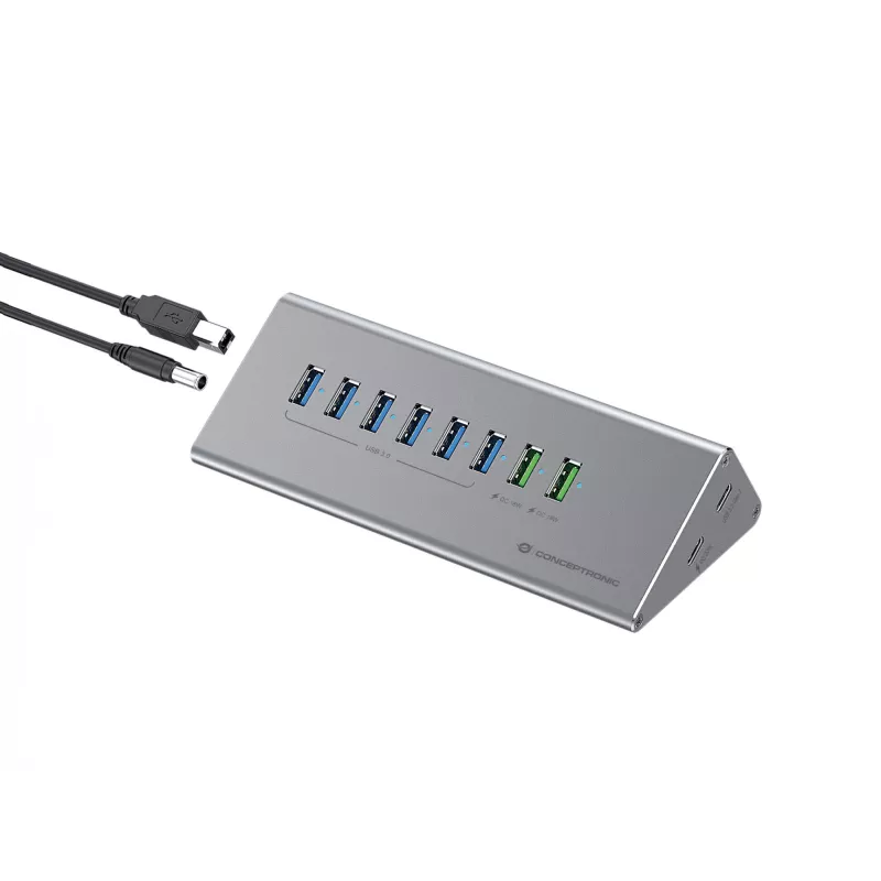 Conceptronic HUBBIES18G 10-in-1 60W USB 3.0 Hub Įkroviklio Derinys, 2-in-1 USB-C USB-A Laidas, USB 3.2 Gen 1