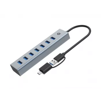 Conceptronic HUBBIES21GP 7 prievadų USB 3.0 šakotuvas su maitinimo adapteriu, 5Gbps, USB-A x 7
