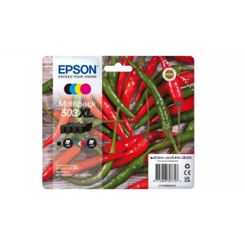 Epson 503XL rašalo kasetės 4 vnt. Originalios didelės talpos (XL) juoda, žydra, rausvai raudona, geltona